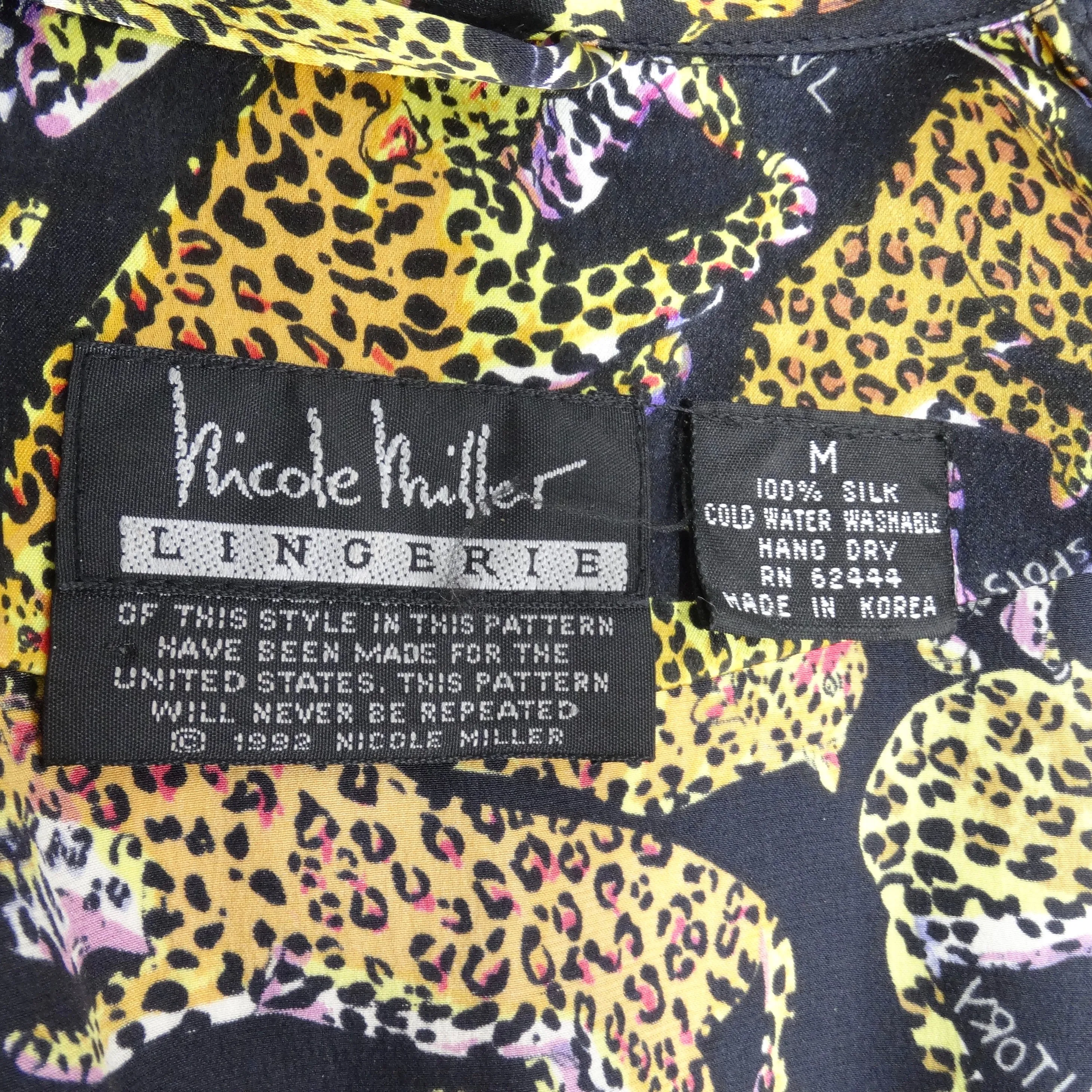1992 Nicole Miller Cheetah Print Silk Robe