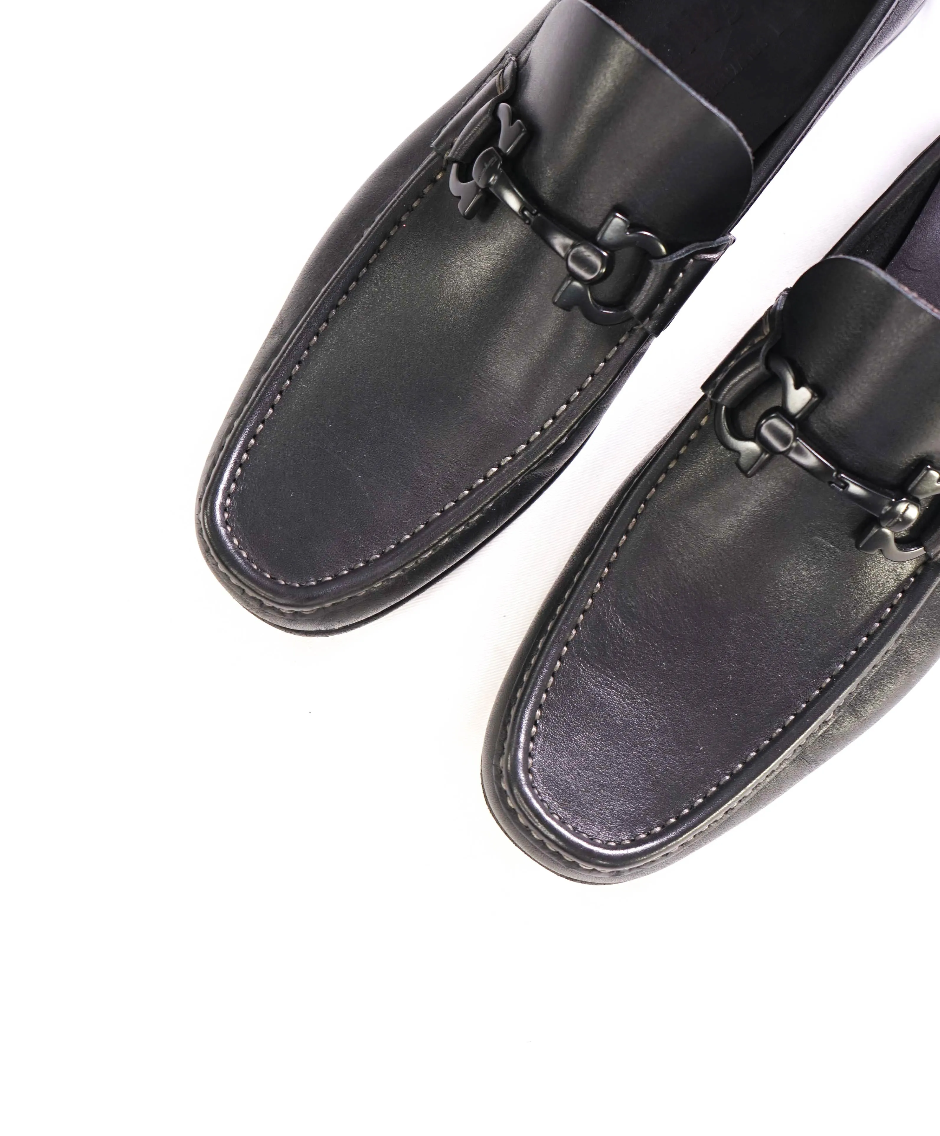 $700 SALVATORE FERRAGAMO - "GIORDANO" Black Leather Loafer- 8.5 D