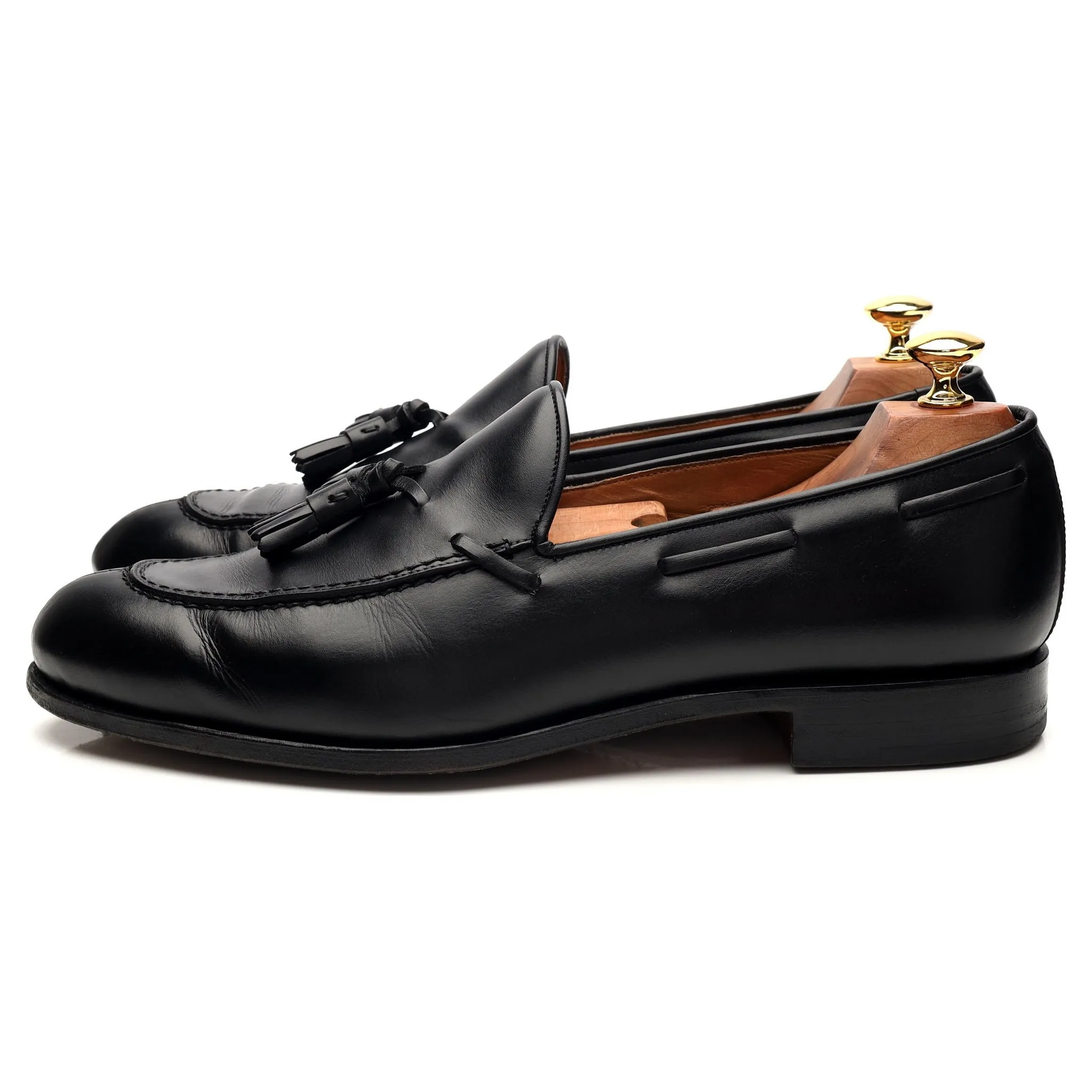 '734' Black Leather Tassel Loafer UK 10 EEE