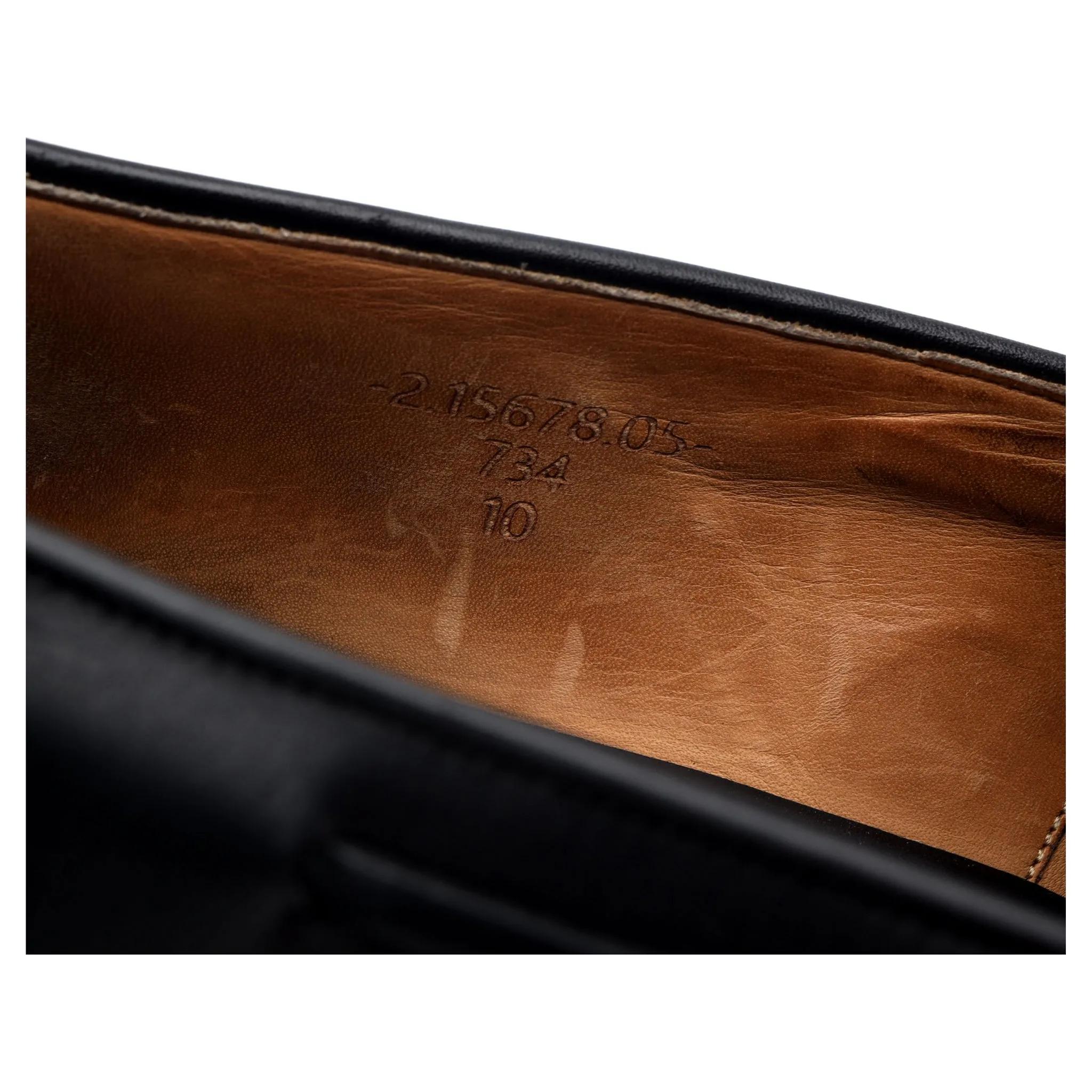 '734' Black Leather Tassel Loafer UK 10 EEE