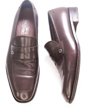 $850 SALVATORE FERRAGAMO - Brown Gancini Penny Loafer - 12 EE US