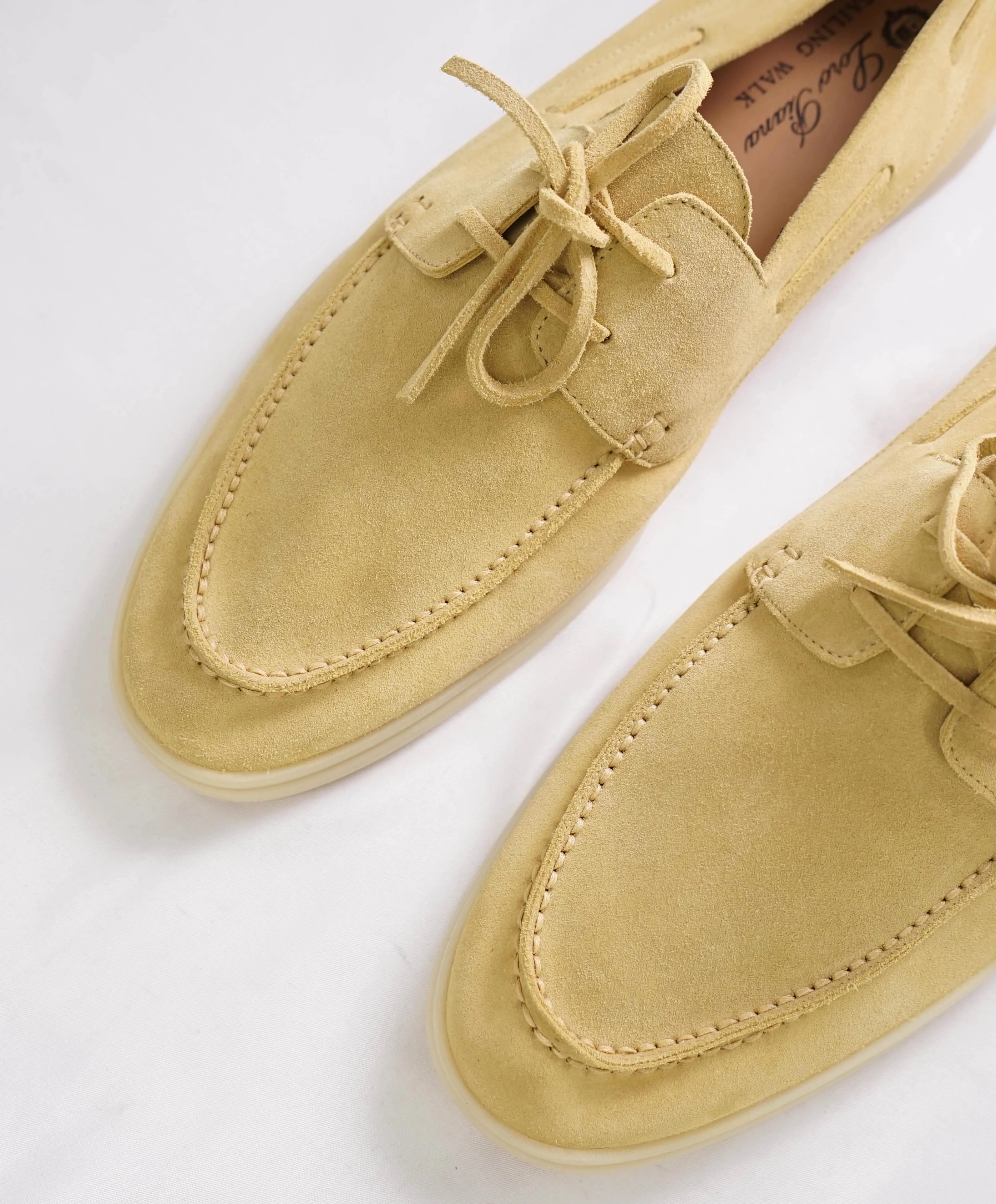 $960 LORO PIANA - "SAILING/SUMMER WALK" Suede Neutral Loafer - 12.5 US (45.5EU)