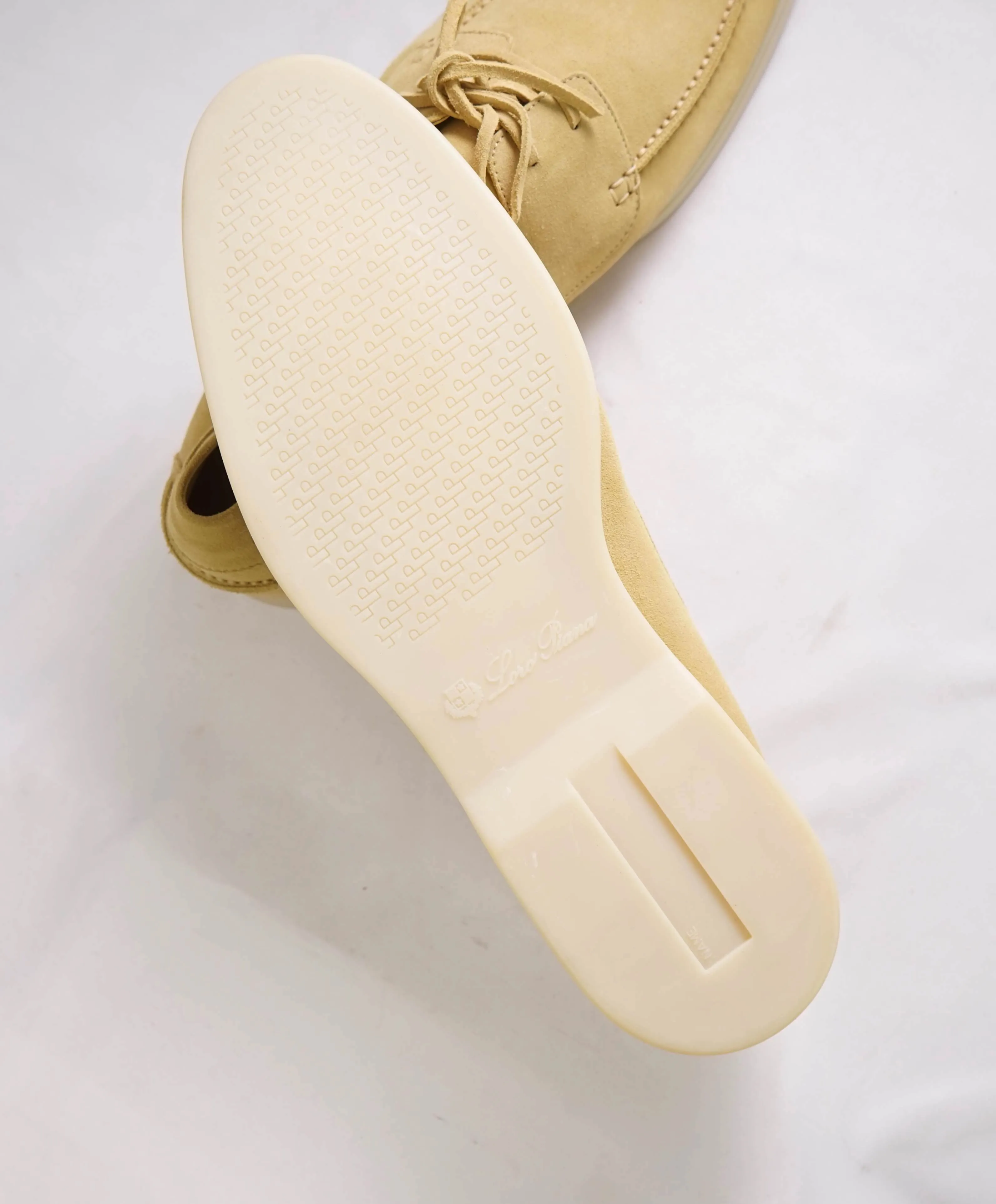 $960 LORO PIANA - "SAILING/SUMMER WALK" Suede Neutral Loafer - 12.5 US (45.5EU)