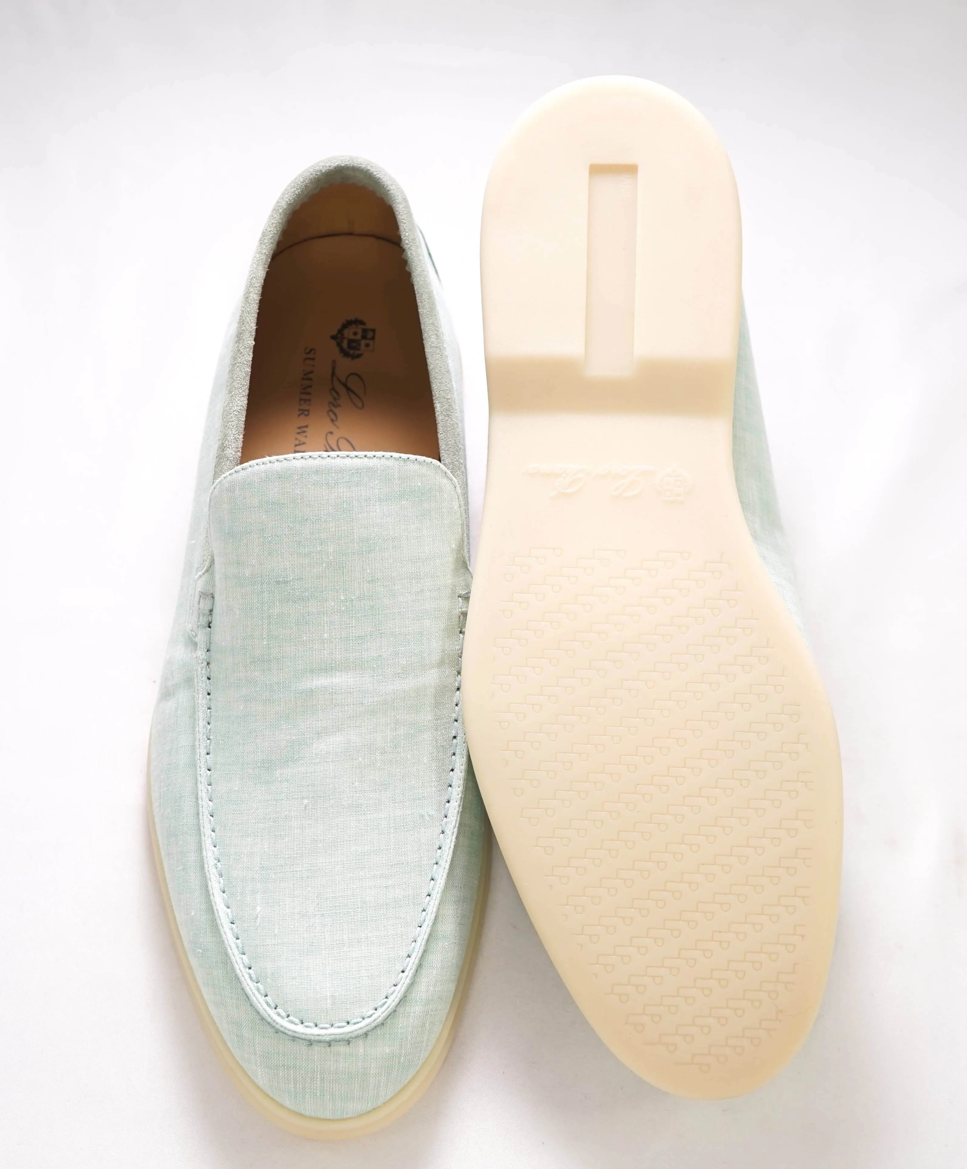 $960 LORO PIANA - "SUMMER WALK" Suede/Linen Mint Loafer - 11.5 US (44.5EU)