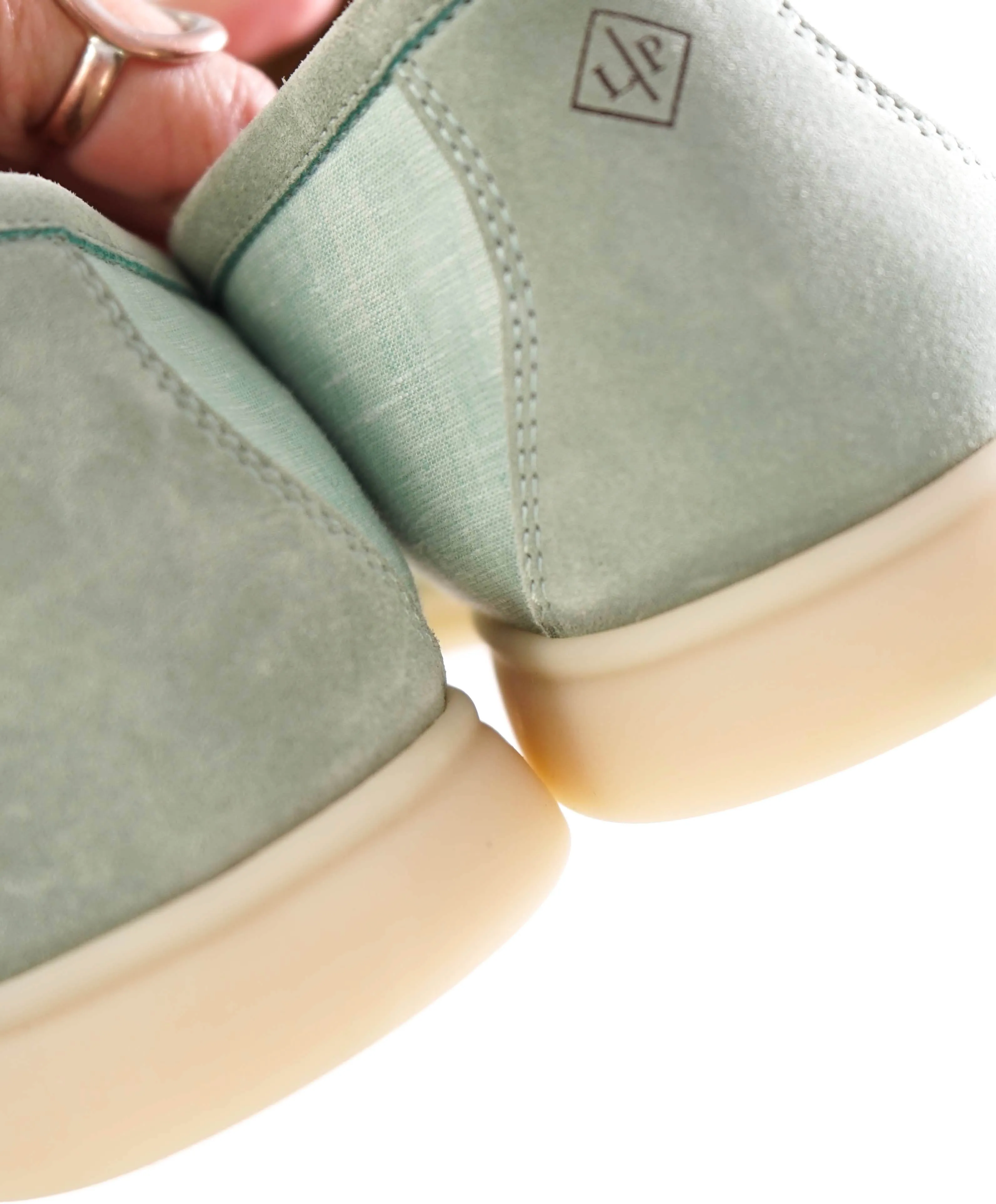 $960 LORO PIANA - "SUMMER WALK" Suede/Linen Mint Loafer - 11.5 US (44.5EU)