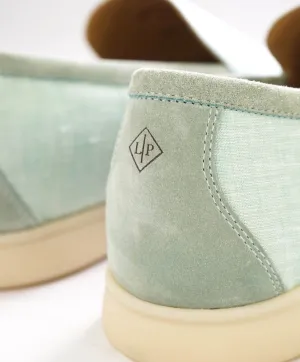 $960 LORO PIANA - "SUMMER WALK" Suede/Linen Mint Loafer - 11.5 US (44.5EU)