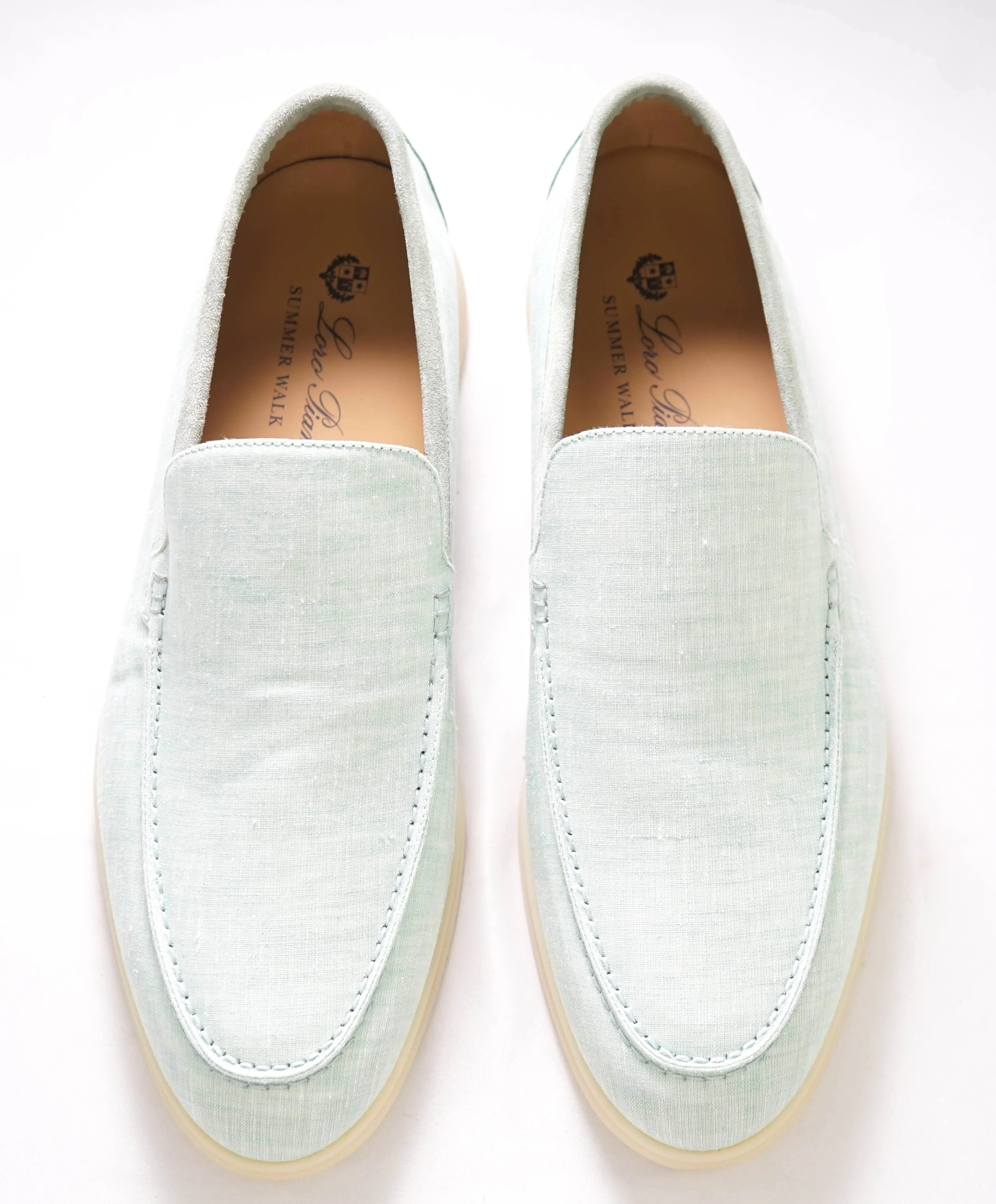 $960 LORO PIANA - "SUMMER WALK" Suede/Linen Mint Loafer - 11.5 US (44.5EU)