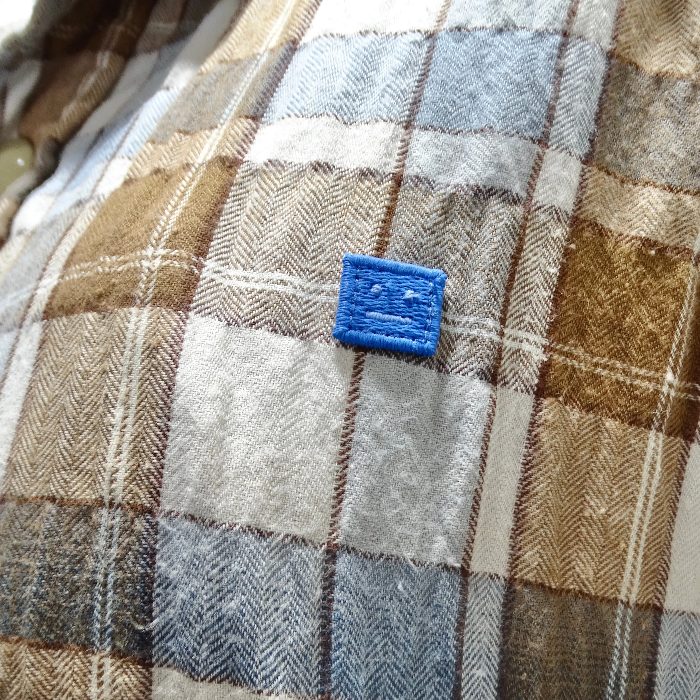 Acne Studios Blue & Brown Padded Flannel Face Jacket