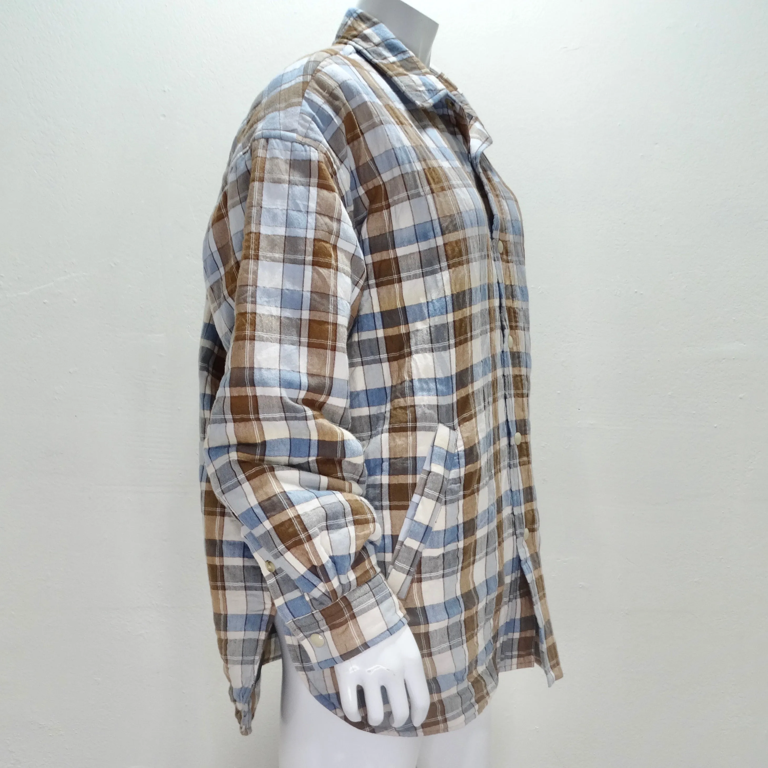 Acne Studios Blue & Brown Padded Flannel Face Jacket