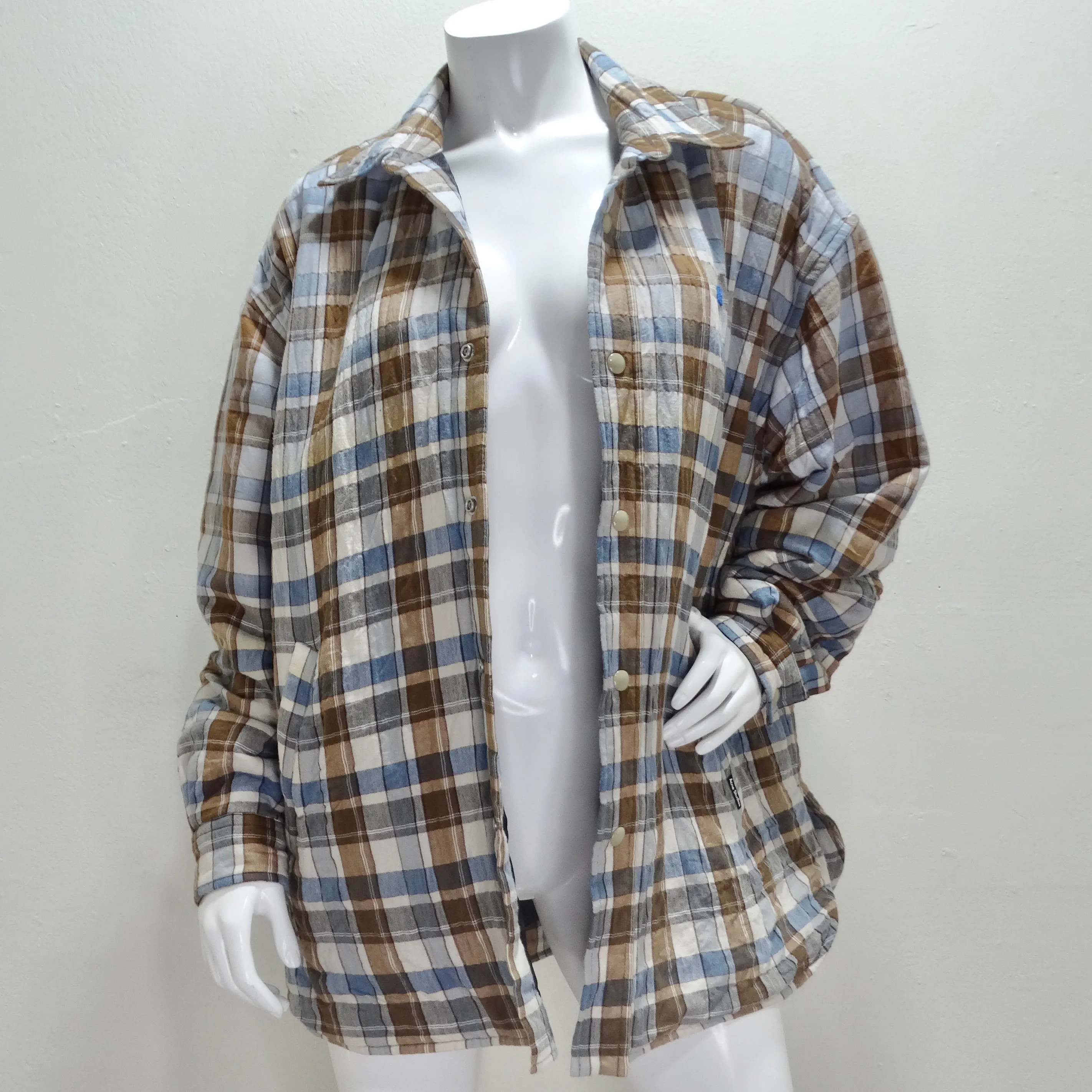 Acne Studios Blue & Brown Padded Flannel Face Jacket