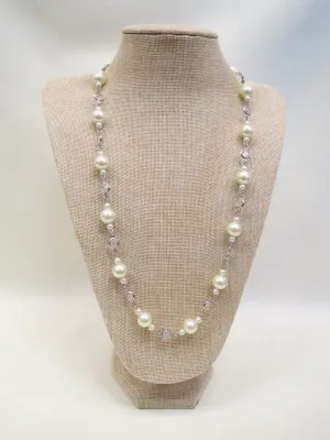 ADO | Long Pearl & Crystal Necklace