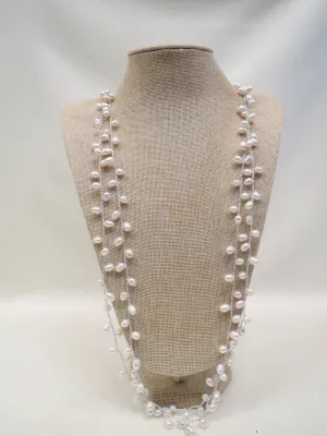 ADO | Silver Thread Necklace with Pearls