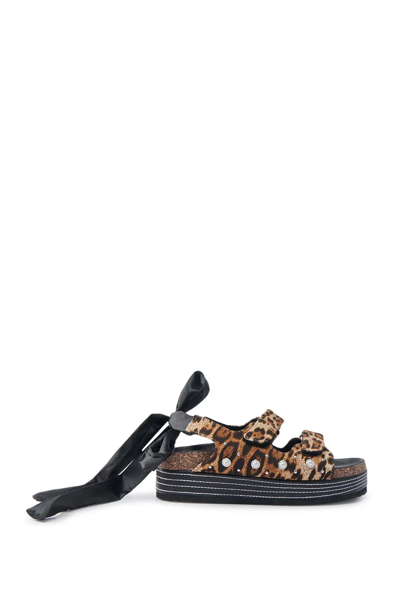 AKIRA MACKLEY LEOPARD FLATFORM SANDAL