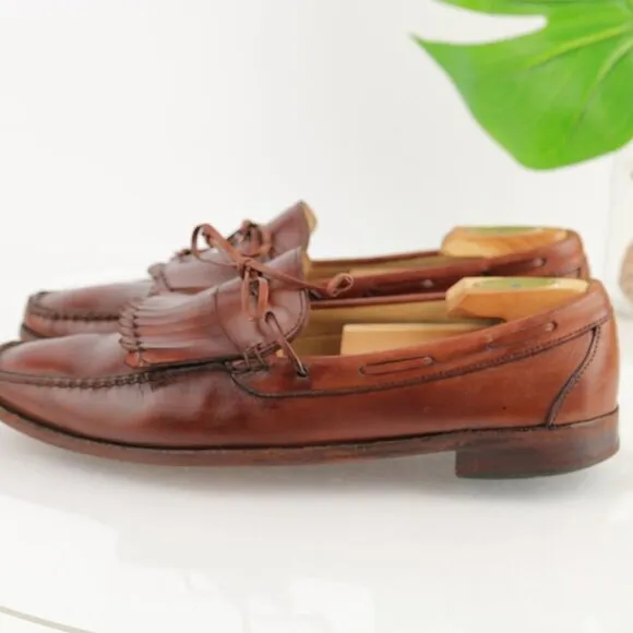 Allen Edmonds Mens Alton Loafer Size 11 D Chili Brown Kiltie Bow Slip On Shoe