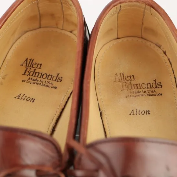 Allen Edmonds Mens Alton Loafer Size 11 D Chili Brown Kiltie Bow Slip On Shoe