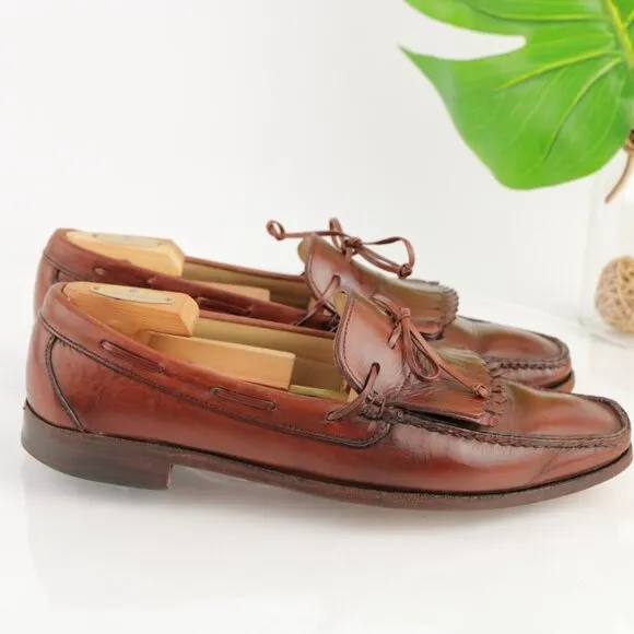 Allen Edmonds Mens Alton Loafer Size 11 D Chili Brown Kiltie Bow Slip On Shoe