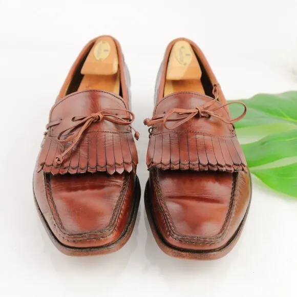 Allen Edmonds Mens Alton Loafer Size 11 D Chili Brown Kiltie Bow Slip On Shoe