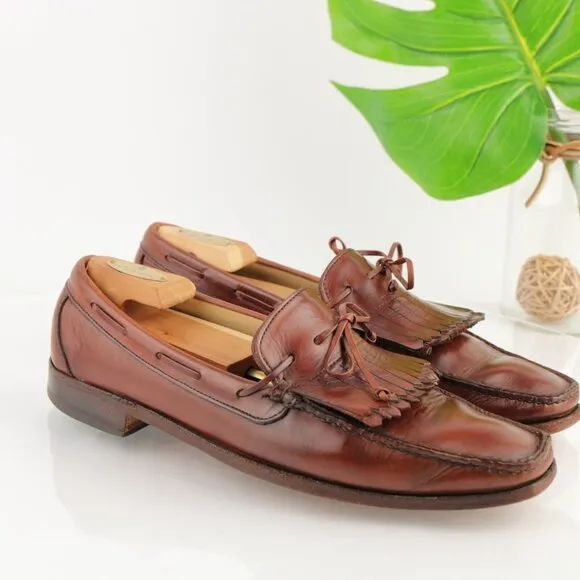 Allen Edmonds Mens Alton Loafer Size 11 D Chili Brown Kiltie Bow Slip On Shoe