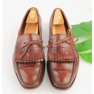 Allen Edmonds Mens Alton Loafer Size 11 D Chili Brown Kiltie Bow Slip On Shoe