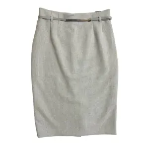 Amanda Chelsea Signature Pencil Skirt Belted Above Knee Fitted Gray SZ 8 NWT