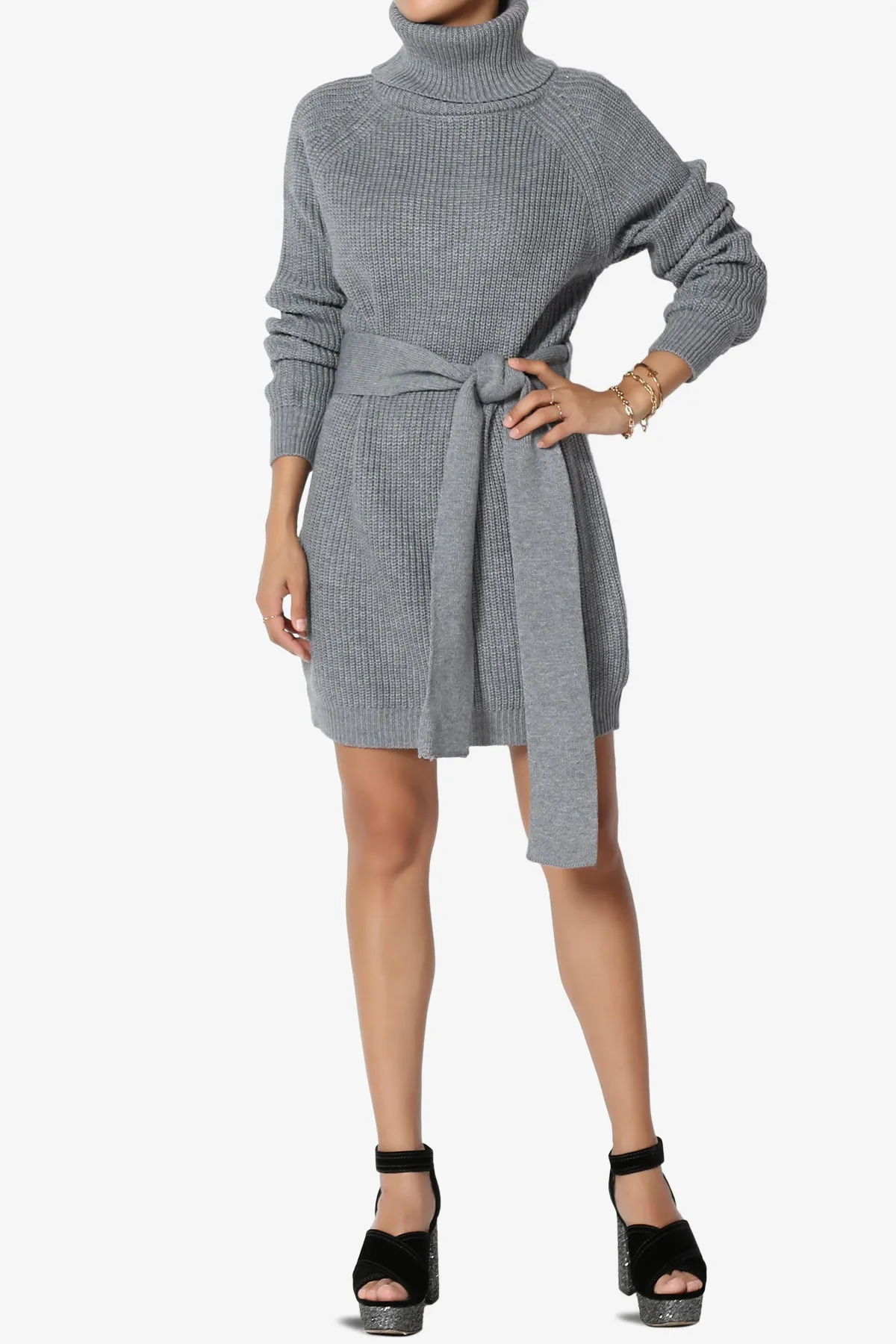 Arkin Turtle Neck Pullover Sweater Mini Dress
