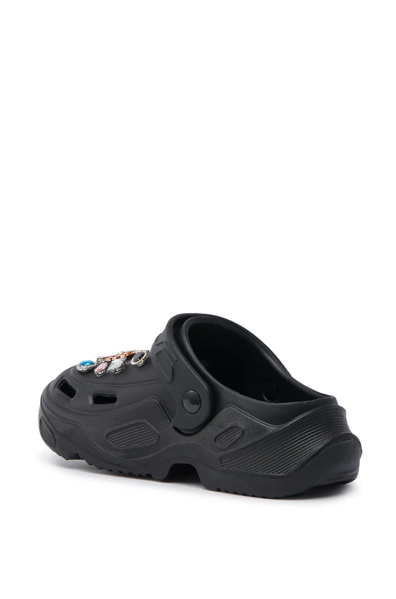 AZALEA WANG EVERETT BLACK MULTI STONE GOLD CHAIN FLAT