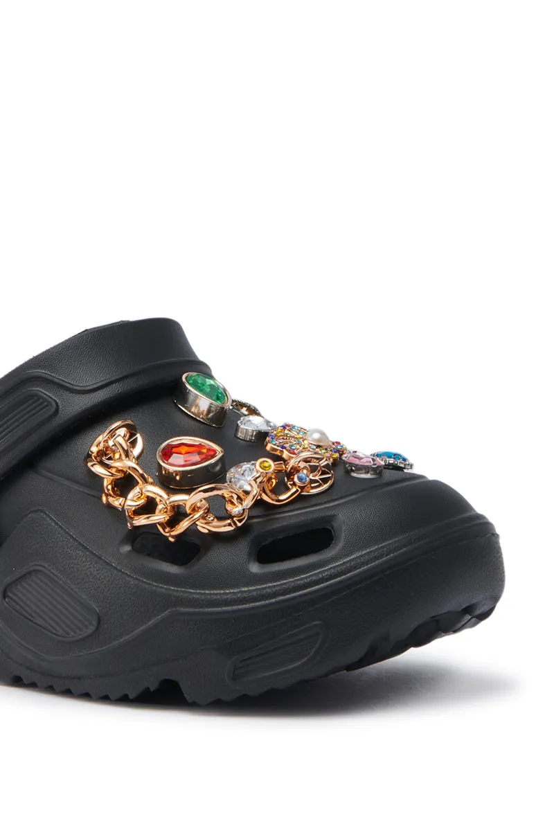 AZALEA WANG EVERETT BLACK MULTI STONE GOLD CHAIN FLAT