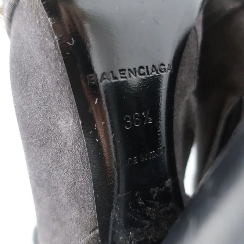 Balenciaga Studded Ankle Boots Dark Gray Suede Size 36.5 High Heel Booties