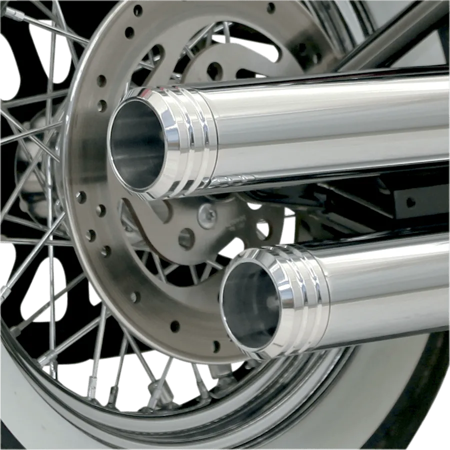 Bassani Manufacturing 1X27T 3in. Firepower Slip-Ons - Black Billet End Cap with Contrasting Flutes - Chrome