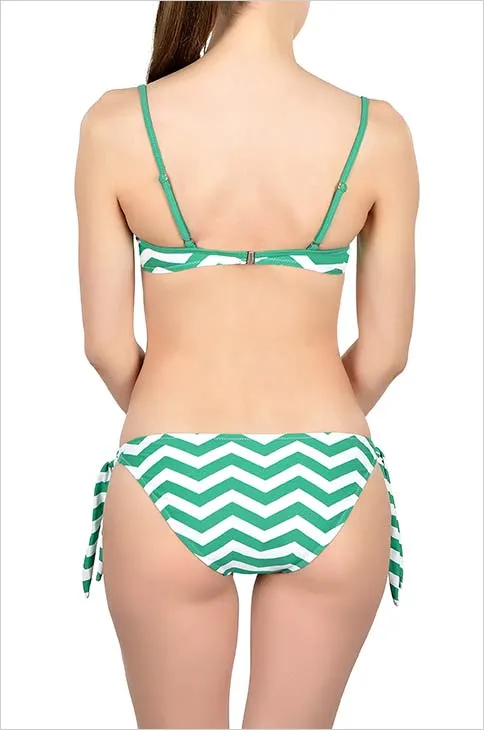 Bikini push-up bianco e verde