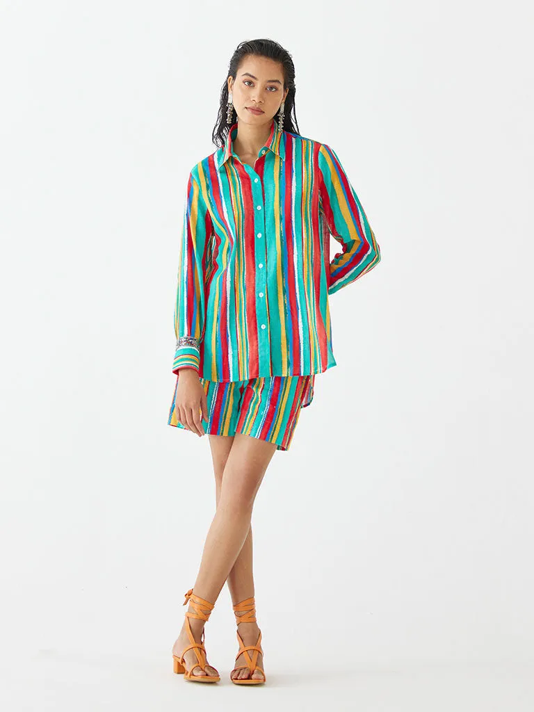 Birch Shirt & Embroidered Shorts