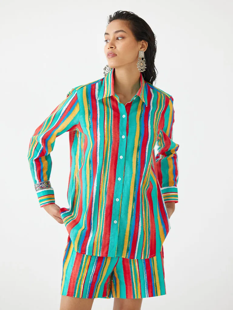 Birch Shirt & Embroidered Shorts