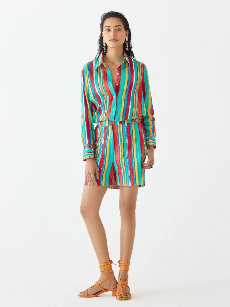 Birch Shirt & Embroidered Shorts