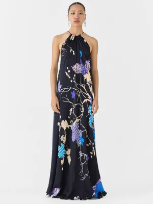 Black Crane Halter Dress