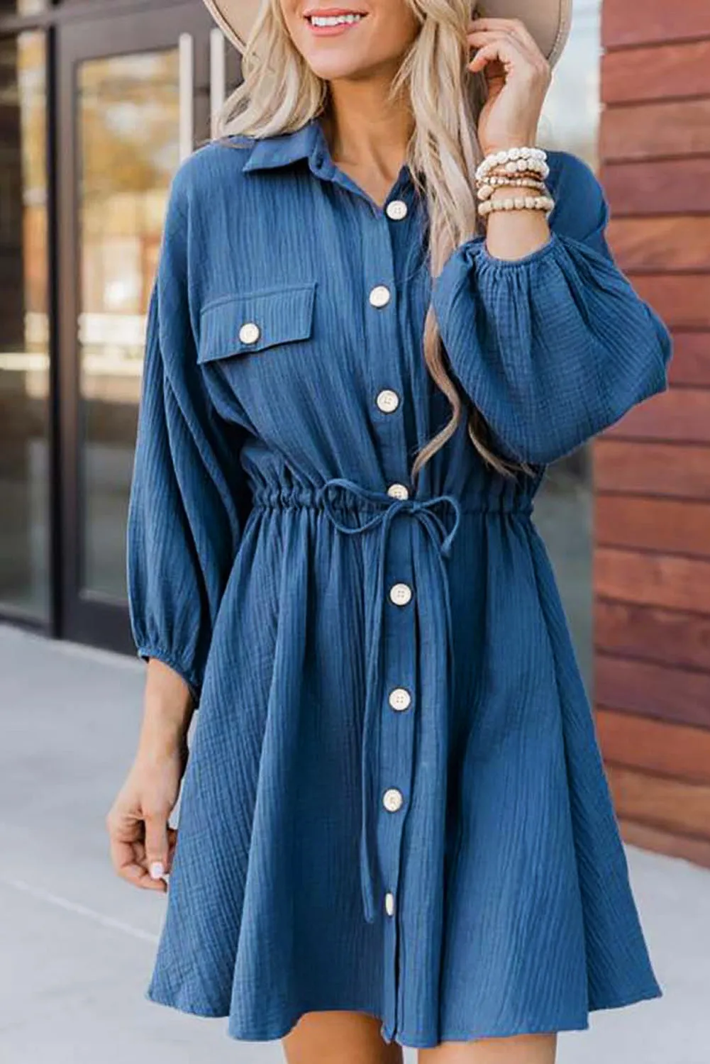 Blue Tunic Shirt Dress