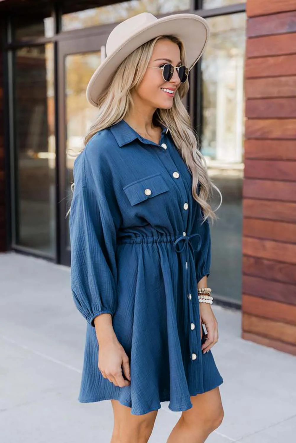 Blue Tunic Shirt Dress