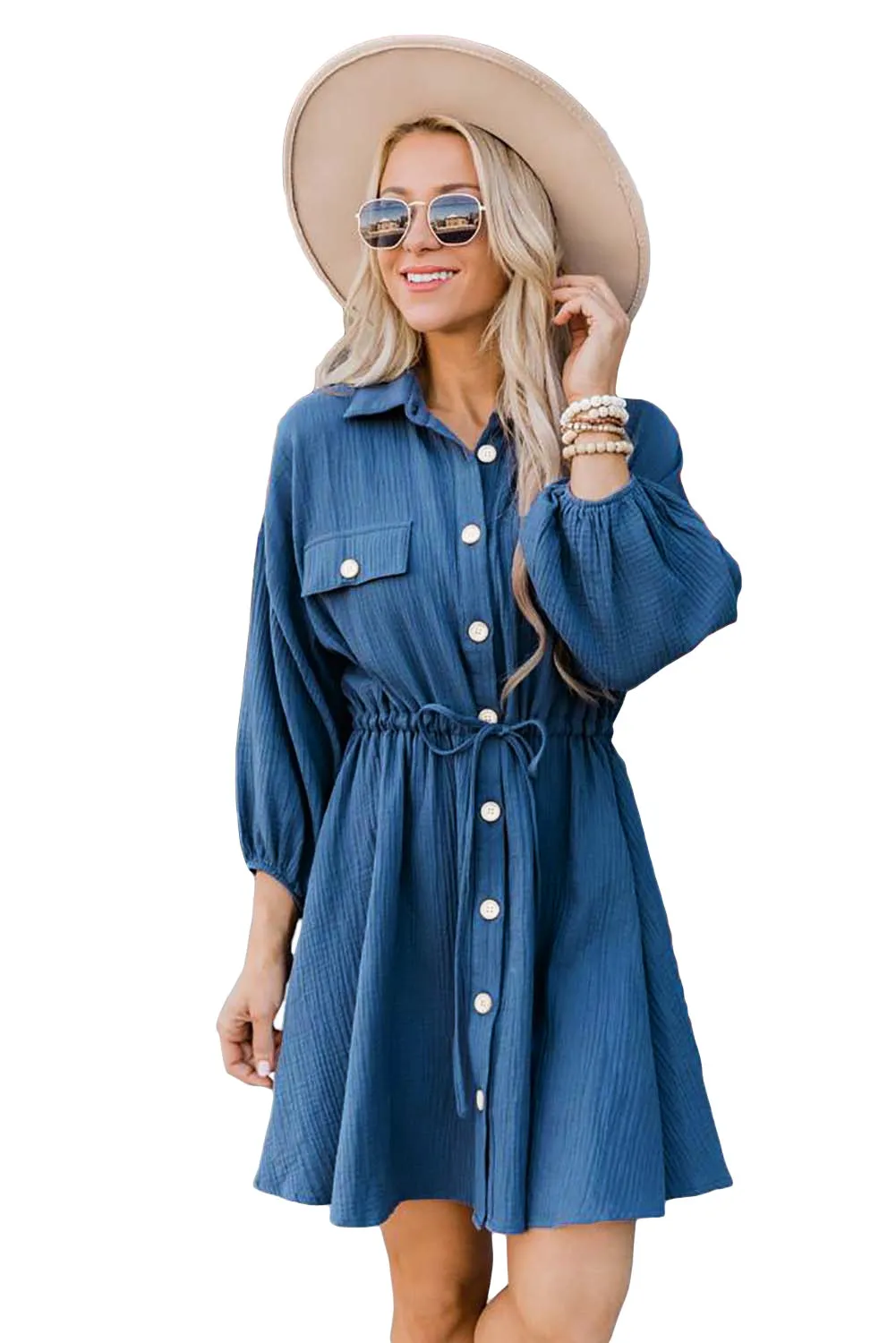 Blue Tunic Shirt Dress