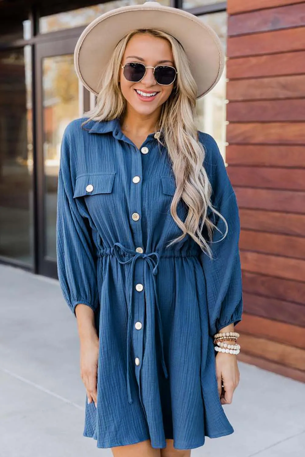 Blue Tunic Shirt Dress