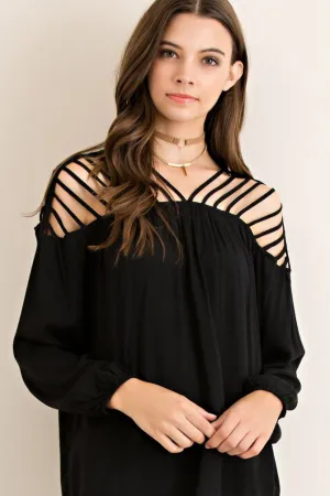 Boho Dreams Black Cutout Top