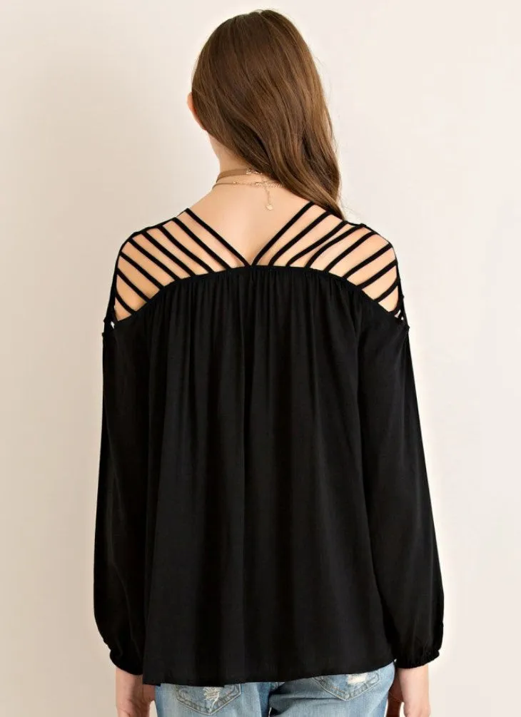 Boho Dreams Black Cutout Top