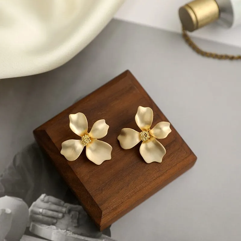 Boucles d'Oreilles Fleurs Dorées - Magnolia
