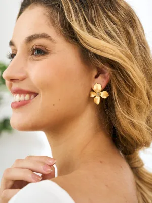 Boucles d'Oreilles Fleurs Dorées - Magnolia