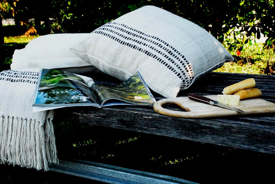 Brown Striped Lumbar Pillow