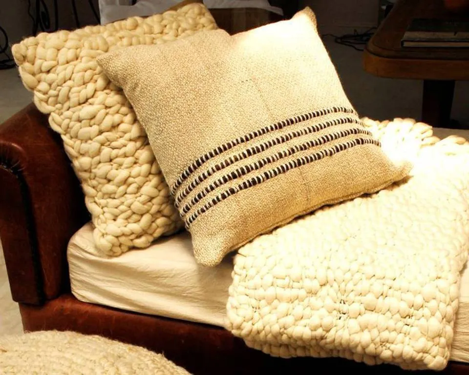 Brown Striped Lumbar Pillow