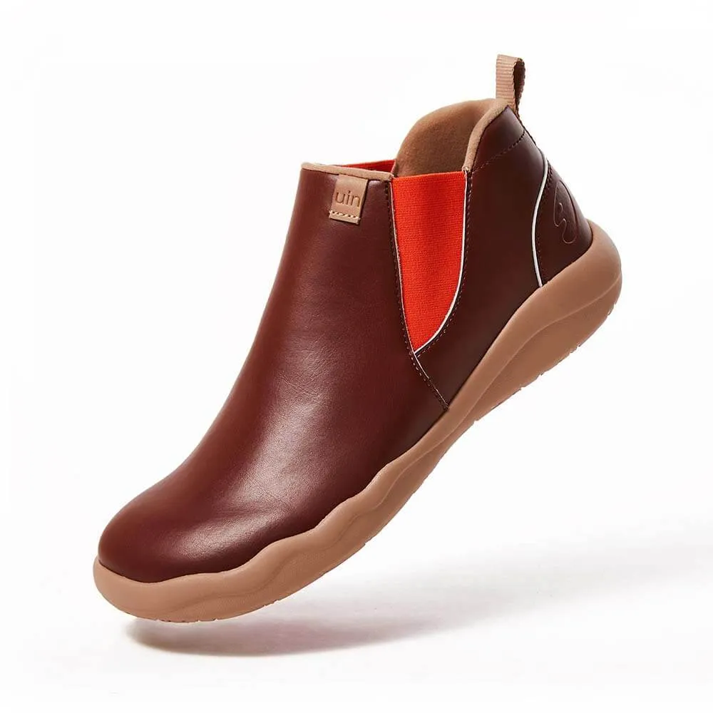 Burgundy Split Leather Boots Granada Men