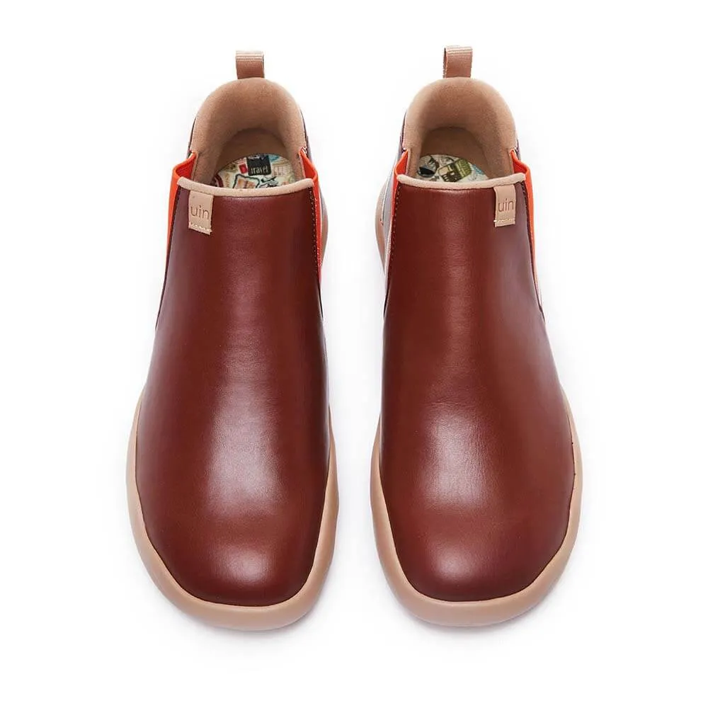 Burgundy Split Leather Boots Granada Men