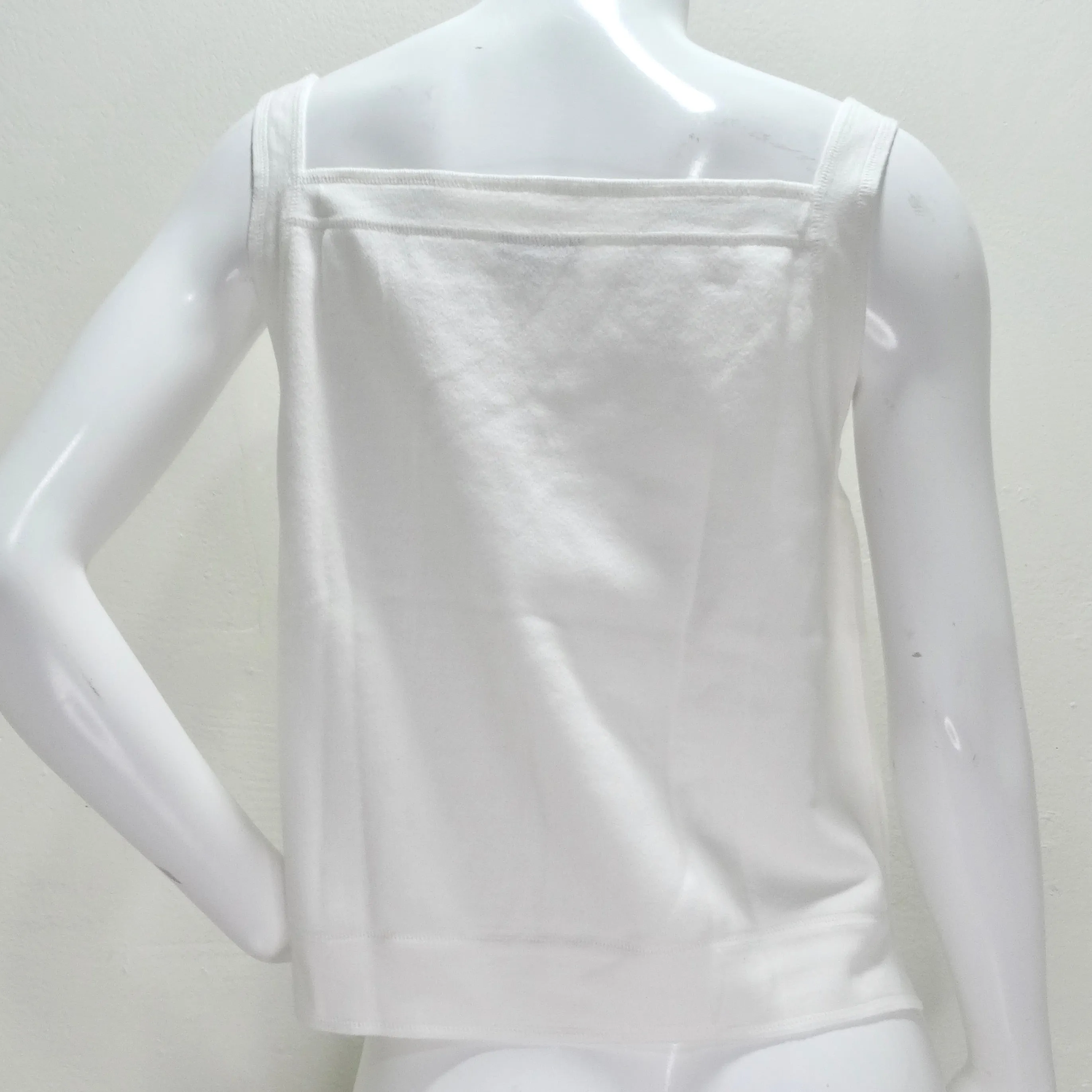Chanel White Perforated Knit Tank Top