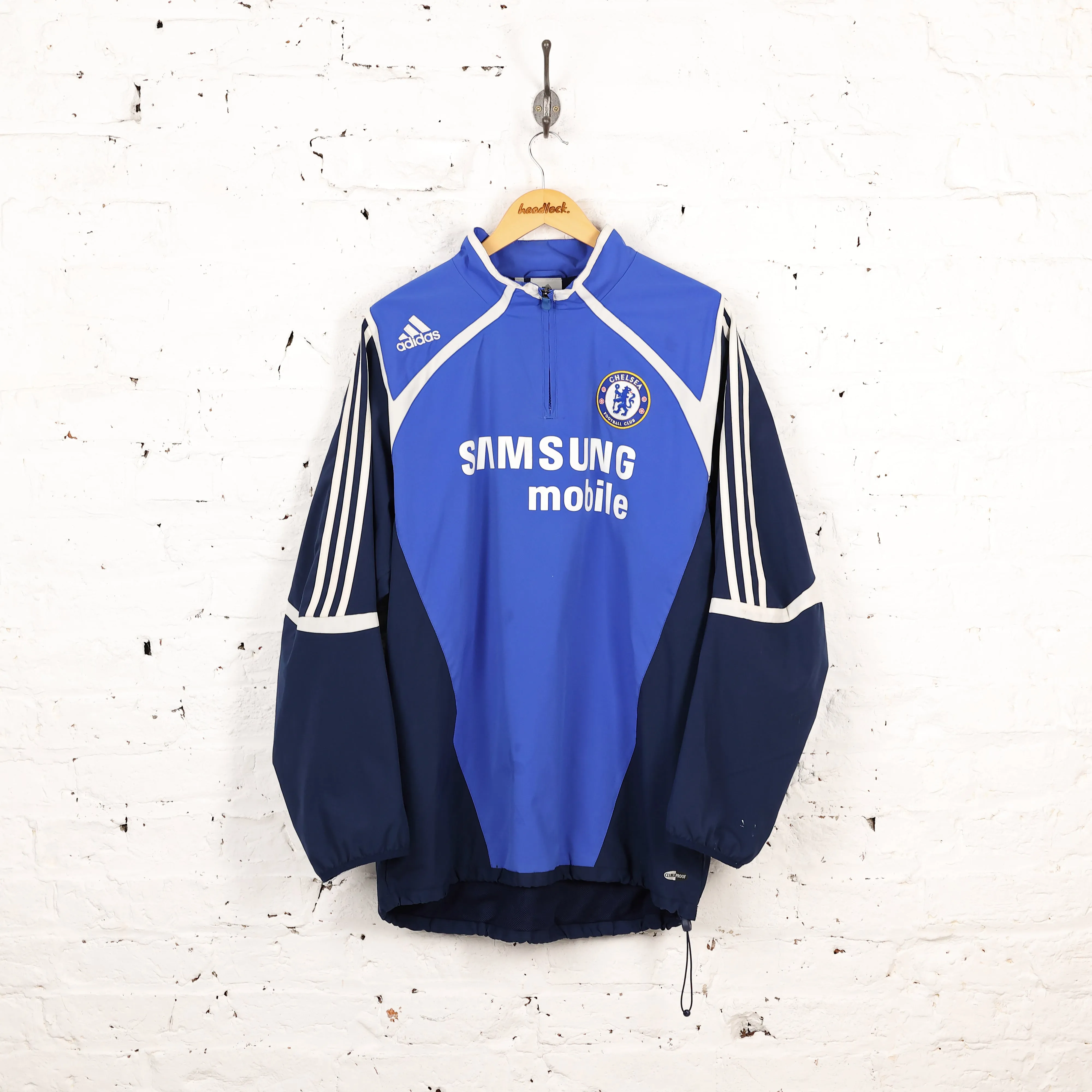 Chelsea Adidas 1/4 Zip Training Tracksuit Top Jacket - Blue - L