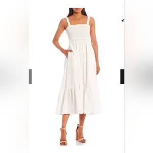 Chelsea &amp; Violet Cotton Poplin  Sleeveless Smocked Midi Dress