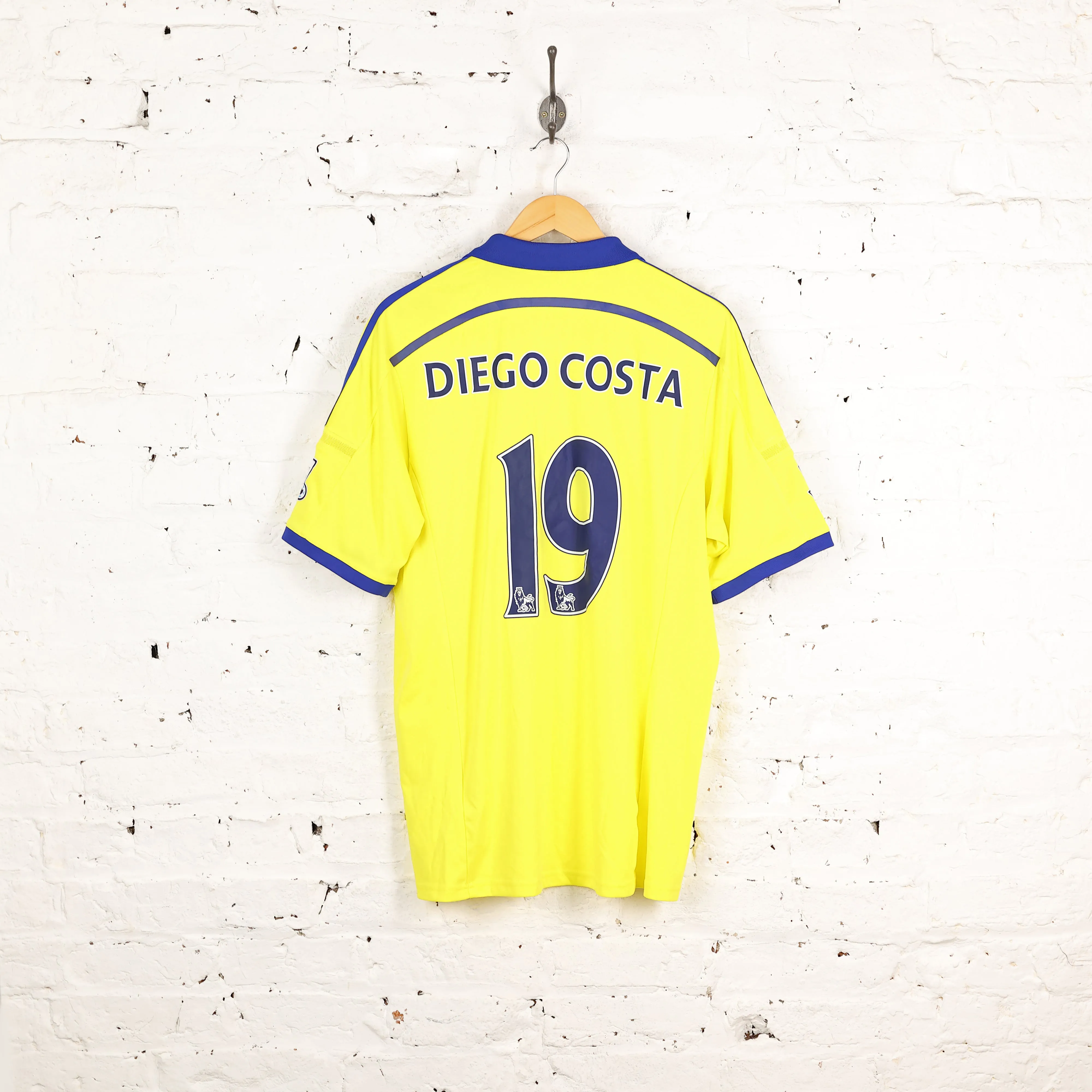 Chelsea Diego Costa 2014 Adidas Away Football Shirt - Yellow - XL